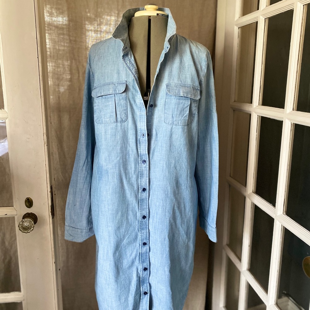 Denim button up dress
